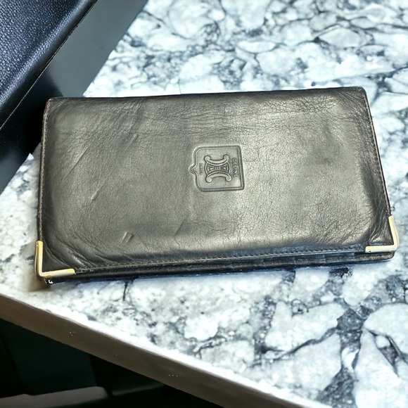 Celine Black Patent Leather Card Wallet Vintage